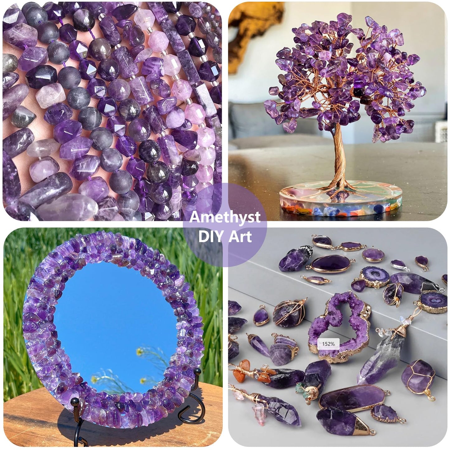 QYGL Polished Gem Stones Rocks – 0.9LB Natural Amethyst Crystal Chips Bulk, Tumbled Gemstones for Healing, Fish Tank Gravel, Vase Filler, DIY Crafts, Plant Pots & Home Decor