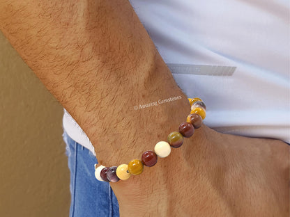 Amazing Gemstone Crystal Bracelet for Women Men's Gifts - Protection Healing Crystal Bracelet - 8mm Gemstone Beaded Stretchable Bracelet Pulseras Para Hombres Mujer Stocking Stuffers Mothers Day Gift (Mookaite)
