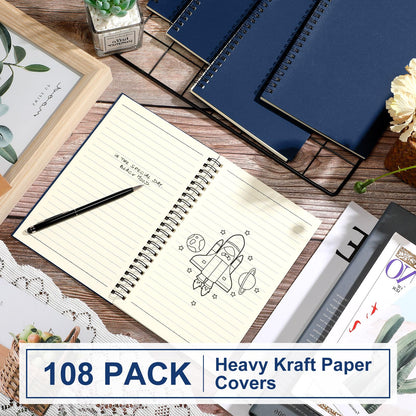 Yahenda 108 Pcs Spiral Notebook Bulk A5 Journal Lined 8.3'' x 5.5'' Writing Composition Paper Small Notepad Subject Notebook for Students Office Business Back to School Supplies (Deep Blue)