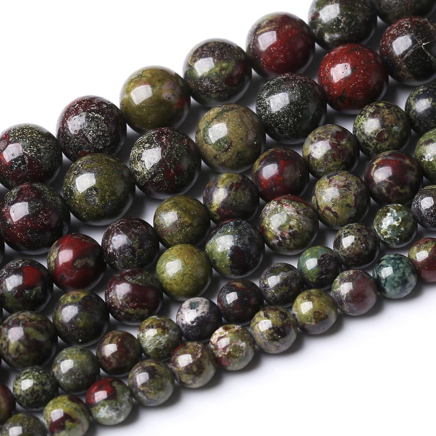 60PCS 6MM Natural Dragon Blood Stone Beads Round Loose Stone Beads for Jewelry Making DIY Energy Stone Healing Power Bracelet 15"