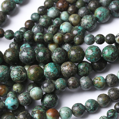 African Turquoises Stone Natural Stone Beads Gems Round Loose Beads Jewelry Making DIY Bracelet Necklace Accessory 1 Strand 45PCS 8MM 15"