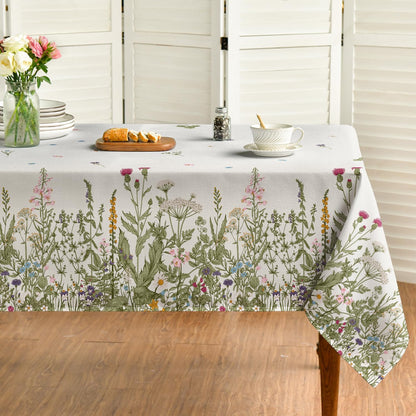 Horaldaily Spring Summer Tablecloth 60x120 Inch Rectangular, Wild Flowers Floral Table Cover for Party Picnic Dinner Decor