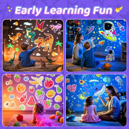 One Fire Dinosaur Night Light Projector, with 15 Films & Bluetooth Music and Remote-Controlled Dino Night Light, Rechargeable Star Projector for Kids, Dino Decor Dinosaur Gifts for Boys.
