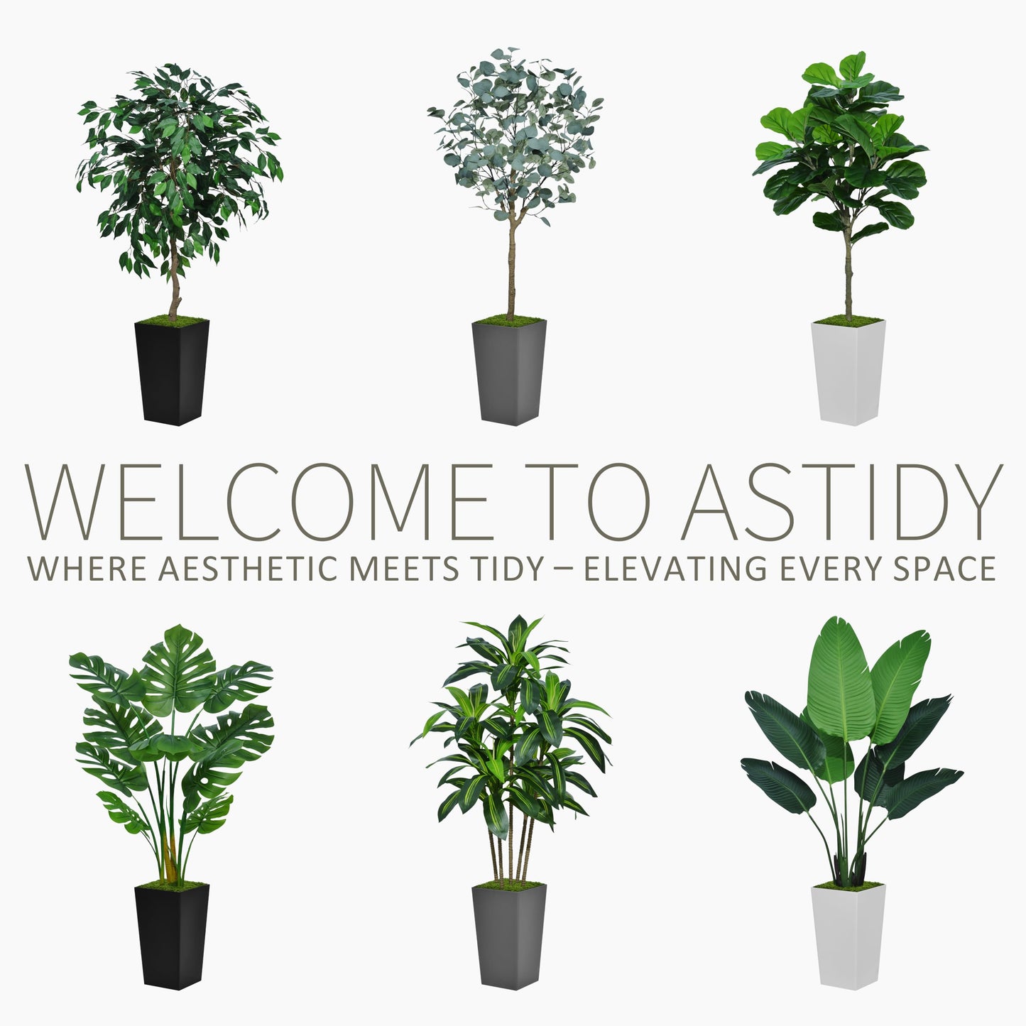 ASTIDY Artificial Monstera Deliciosa Plant 5FT - Faux Tropical Palm Tree with White Tall Planter - Fake Swiss Cheese Floor Plant Potted - Artificial Tree for Home Office Living Room Decor Indoor