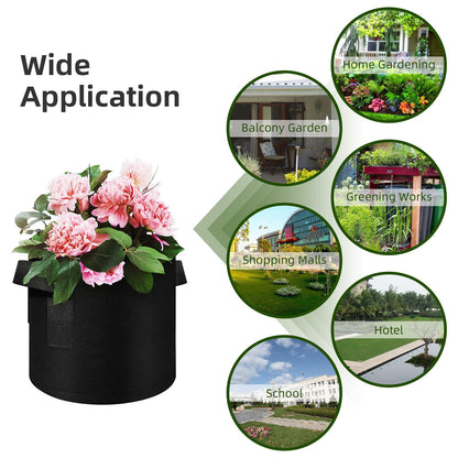 WHATWEARS 12-Pack 10 Gallon Plant Grow Bags, Thickened Nonwoven Fabric Pots with Handles, Vegetable Planter Bags Containers, Cloth Planters for Garden