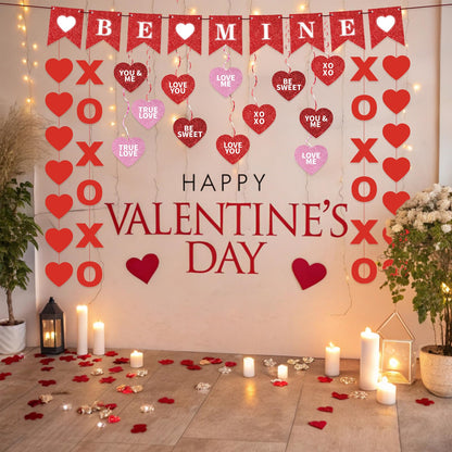Valentines Day Decorations Valentine's Day Be Mine Decorations Hanging Heart Swirls, BE Mine Love Heart XO Garlands Banner for Valentines Decor Home Classroom Wedding Party Supplies