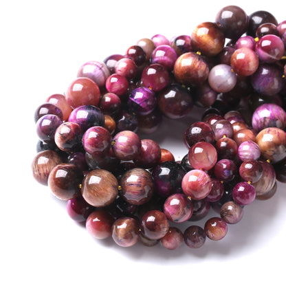 Natural Starry Sky Rose Pink Tiger Eyesr Stone Beads for Jewelry Making DIY Bracelet Necklace Jewelry Making 1 Strand 15.5inch 35PCS 10MM