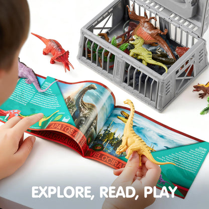 JOYIN Dinosaur Toys with Activity Play Mat & Storage Cage, 17 PCS Realistic Dinosaur Figures & Trees for Toddlers Kids Ages 3-5, Ideal for Boys and Girls Gift