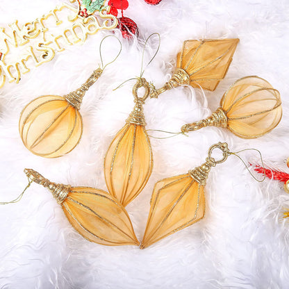 Christmas Ball Ornaments, 6pc Set Gold Rugby,Round Ball, Diamond Pendant Christmas Decorations Hanging,Suitable for Gifting Xmas Tree Decorations Wedding Party Holiday