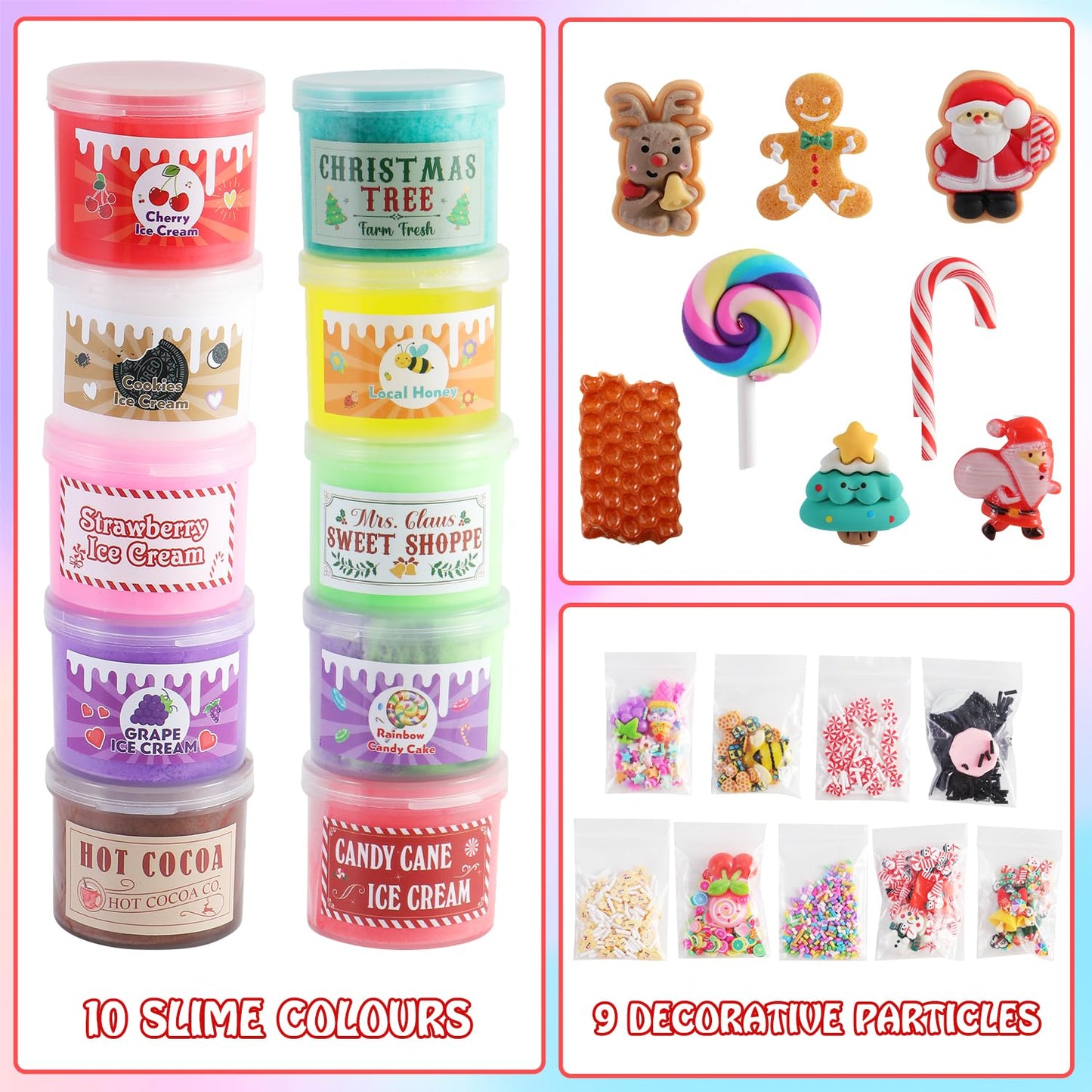 24 Pack Slime Kit with 14 Cute Charms, 10 Slime Blind Box, DIY Sensory Toys for Kids 4-12 Boys Girls, Birthday Party Favors Gift Bag Fillers & Holiday Gifts