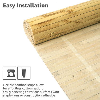 Art3d Natural Bamboo Wall Panel for Interior Wall Decor, Renewable Pole Wrap Wainscoting Paneling for Wall Ceiling Furniture Cabinet Office, 48 x 96 Inch - Light Burned