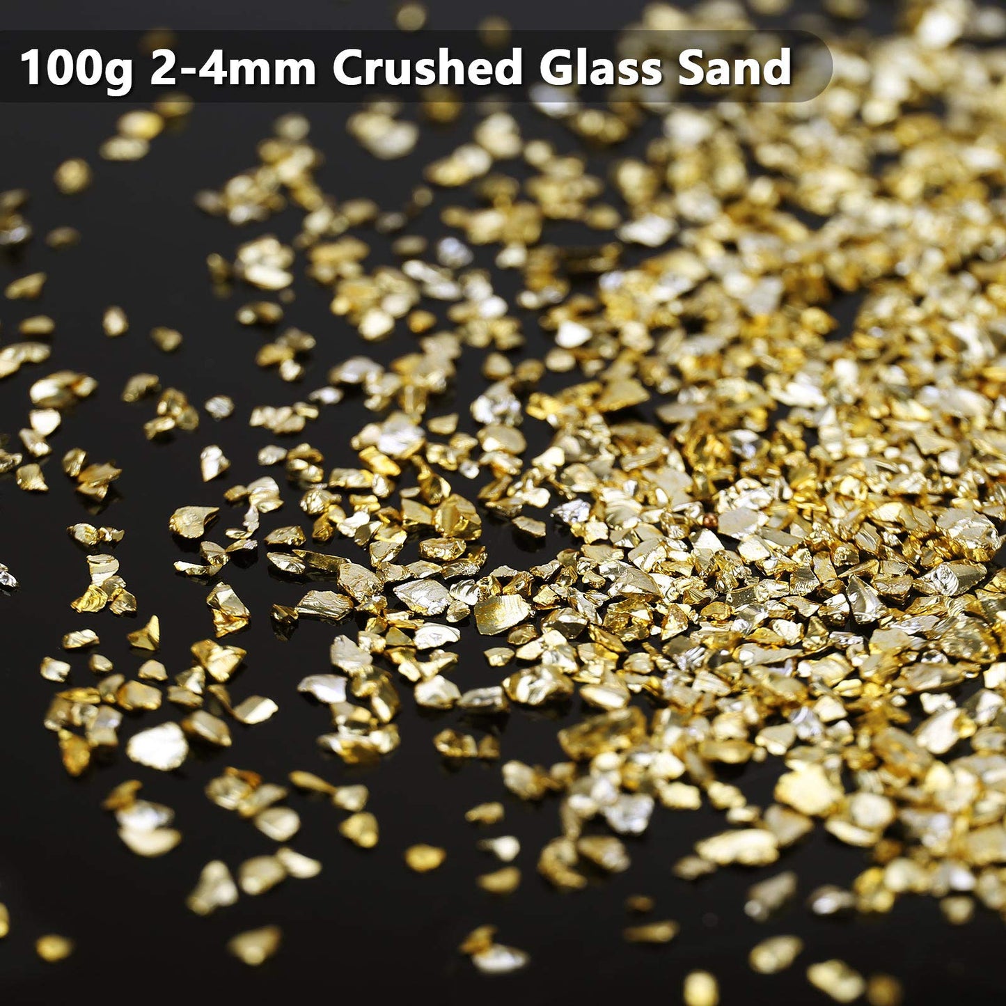 Irregular Crushed Glass Chips Sprinkles, 100g Metallic Chunky Glitter Stones for Nail Art, Resin Mold Filler, DIY Crafts, Vase Filler, Jewelry Making (Gold)