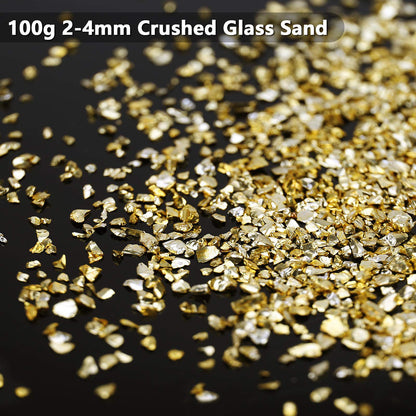 Irregular Crushed Glass Chips Sprinkles, 100g Metallic Chunky Glitter Stones for Nail Art, Resin Mold Filler, DIY Crafts, Vase Filler, Jewelry Making (Gold)
