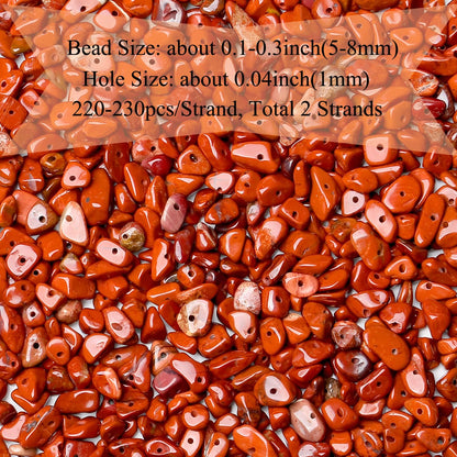 Natural Chip Stone Beads 450pcs Red Jasper Chips 5-8mm Genuine Real Irregular Healing Crystal Rocks Hole Drilled DIY Loose Gemstone Beads for Jewelry Making Bracelet Earrings Necklace Crafting