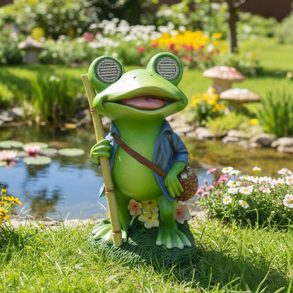 YOUERDA Frog Resin Garden Solar Lights Decorative Statue, Garden & Home Womens Birthday Gifts, Resin Animals Frog Outdoor Lawn Lights Solar Powered Ornaments, Spring Outdoor Room Home Decor
