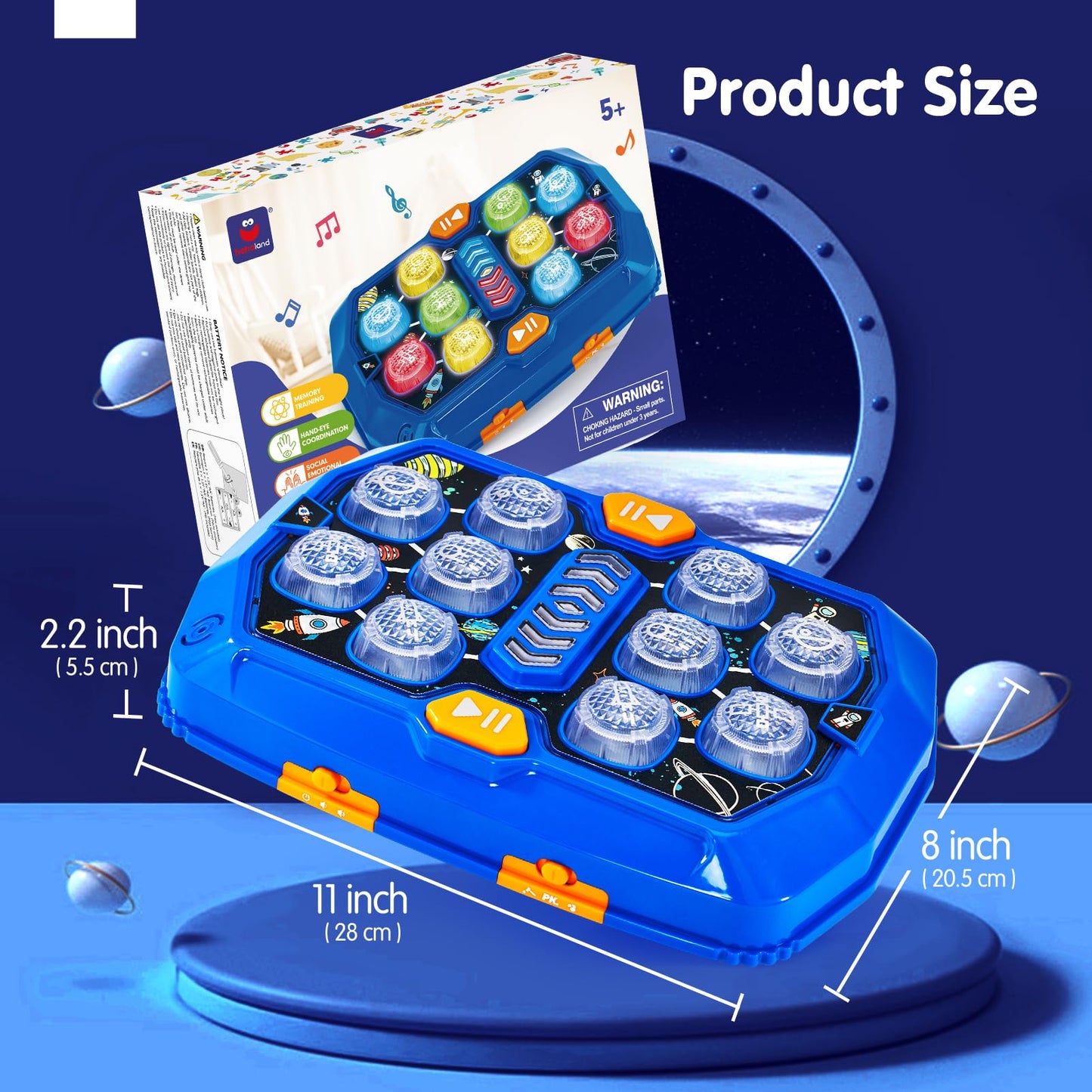 hahaland Toys for Ages 5-7 - Interactive Whack A Game with Sound and Light Stem Montessori Toy for Kids Age 3 4 5 6 7 Years Old Birthday Easter Basket Stuffers