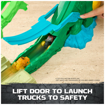 Monster Jam Mini Jams, Cobra’s Crazy Escape 28” Motorized Playset, 2 Exclusive Die-Cast ThunderROARus and JCB Digatron Monster Trucks, Kids Toys for Boy and Girls Ages 3 and up