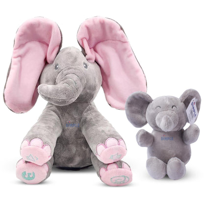 Dimple Stuffed Animal Set - Kaia Interactive Musical Peek-A-Boo Elephant Stuffed Animal Toy & Soft Plush Baby Elephant, Gift for Birthday, Baptism, for Toddlers, Boys, Girls, Ages 0 - Up