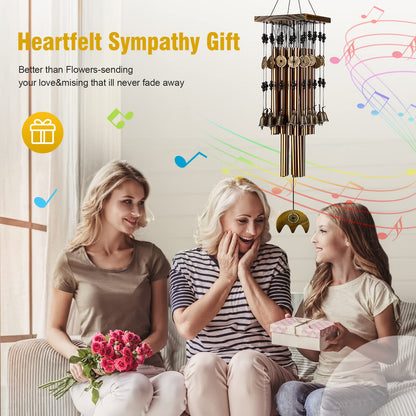 YLYYCC Wind Chimes for Outside, 30"Memorial Wind Chimes with 24 Copper Tubes and 16 Copper Bell for Garden,Patio,Window Wind Chime Hanging Decoration,Bronze Memorial Sympathy Wind Chime Gifts for Mom