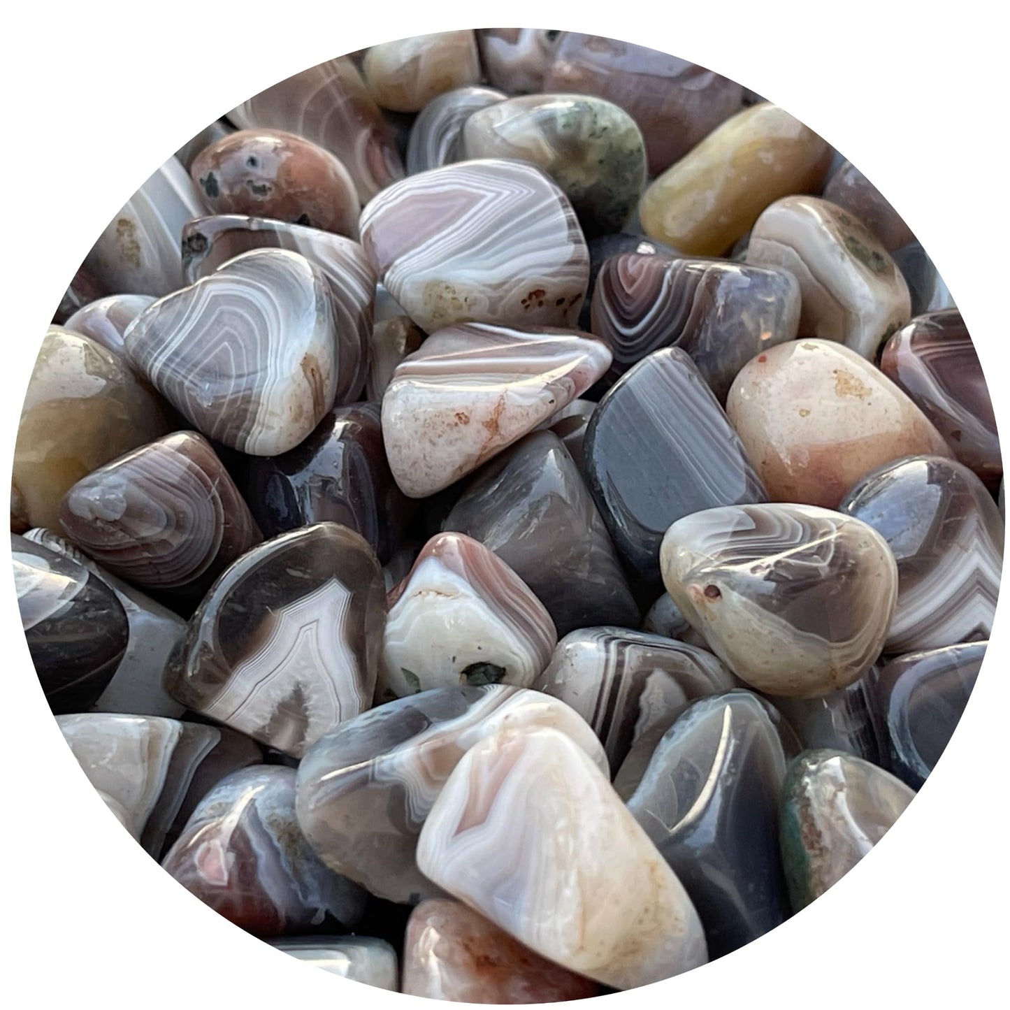 GAF TREASURES 5 Pcs Botswana Agate Tumbled Stones, Polished Natural Botswana Agate Gemstone, Botswana Agate Healing Crystals (Botswana Agate)