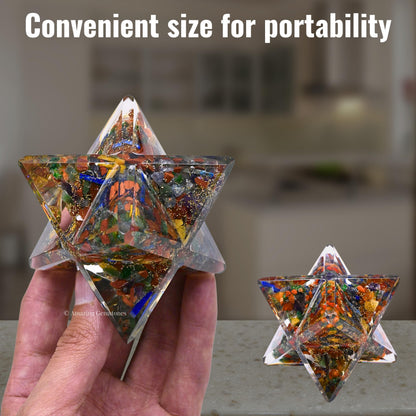Amazing Gemstone 1 Pcs Seven Chakra Large Crystal Orgone Merkaba Star for Reiki Healing Meditation and Crystal Grid