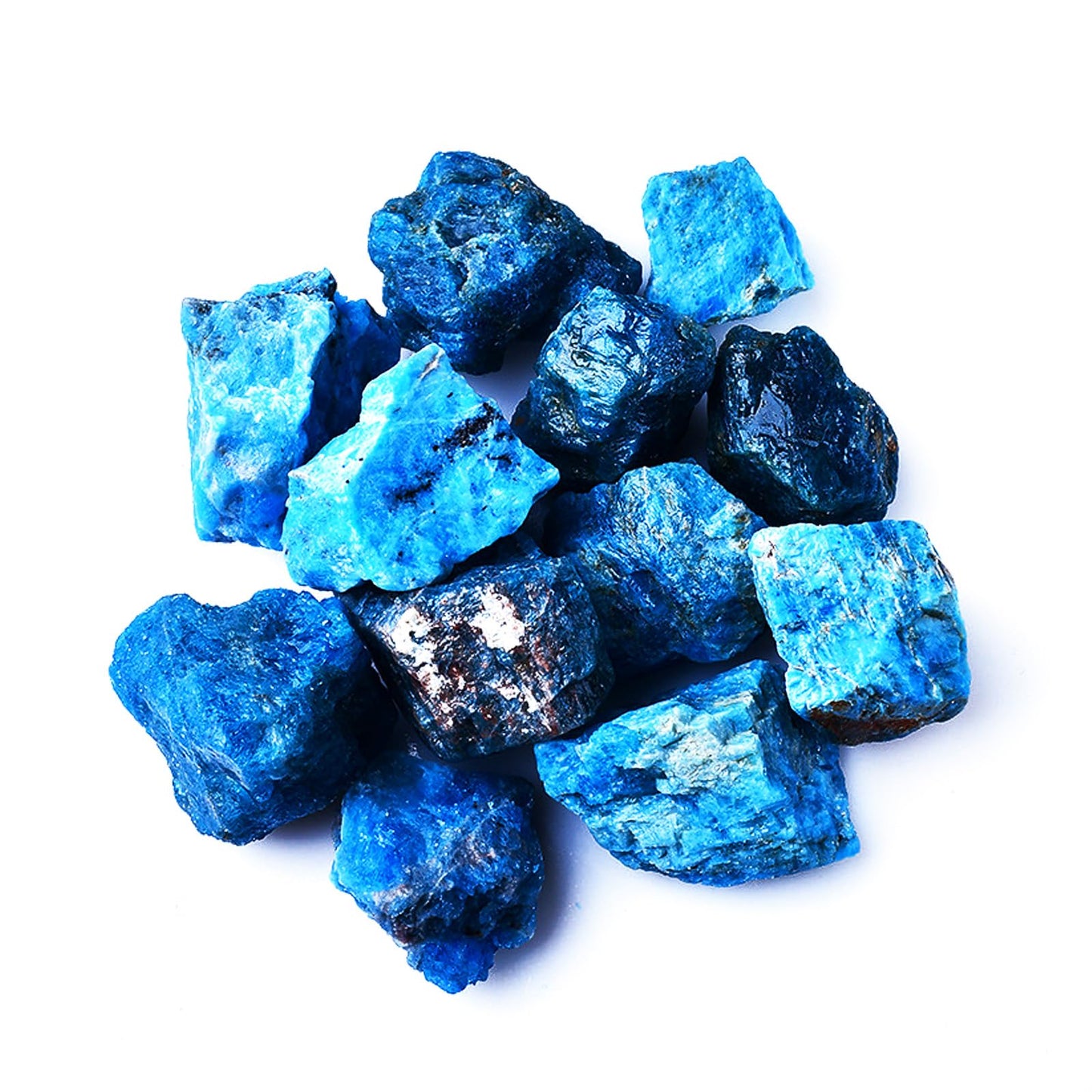 Raw Crystals, Large 1.2-2.0" Healing Crystal Natural Rough Stones for Intuition,Chakra,Meditation,Decoration,Polishing,Energy Work (Blue Apatite, 3.5oz-0.8-1.2"raw Crystals)