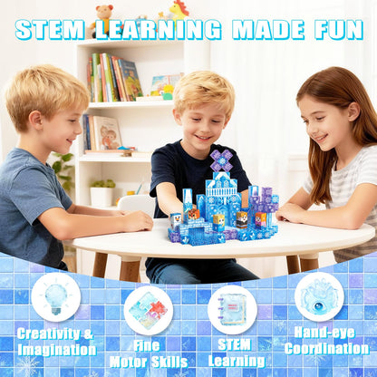 SSAWER Magnetic Blocks, 150PCS Magnetic Building Blocks, Stacking Magnets for Kids, Sensory Toy for STEM Constructions Magnet Blocks for Girls Age 3+, Christmas Birthday Gifts (Snow Castle)