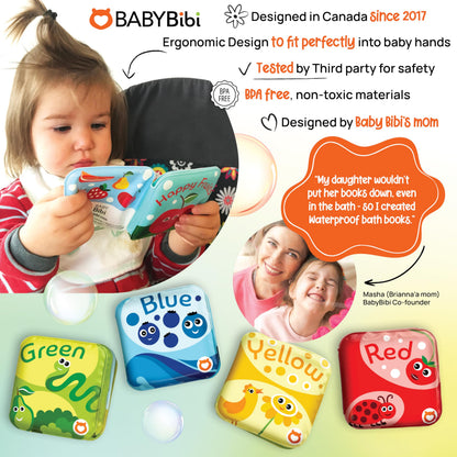 BabyBibi Floating Baby Bath Books for Baby. Kids Learning Bath Toys. Waterproof Bathtime Toys for Toddlers. Kids Educational Infant Bath Toys. (Set of 4: Color Recognition Bath Books)