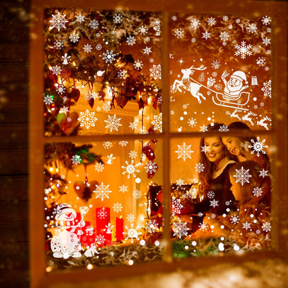 SNAIL GARDEN 1080PCS Christmas Window Clings, 12"-0.3" Christmas Window Stickers for Smooth Surface, Winter Wonderland Decorations for Xmas Holiday Window Decorations