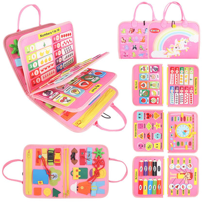 URBAN TOYS Montessori Busy Board - Ideal Busy Book Toddler Toys & Gifts for Boys & Girls, Toddler Travel Essential for Airplane & Car, Sensory Toys, Great for Baby Gifts for Boys