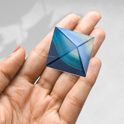 Amazing Gemstone Blue Onyx Pyramid Crystal Healing Stones - 1" Great Pyramid Figurine of Natural Stone Pyramid for Meditation, Reiki, Chakra Balancing and Crystal Pyramids Grid