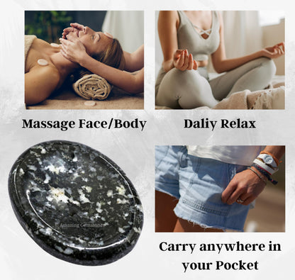 Amazing Gemstone Black and White Tourmaline Worry Stone Crystals & Healing Stones - Worry Stones for Stress Relief Gifts - Piedra Crystal Fidget for Meditation - Stocking Stuffers and Birthday Gifts