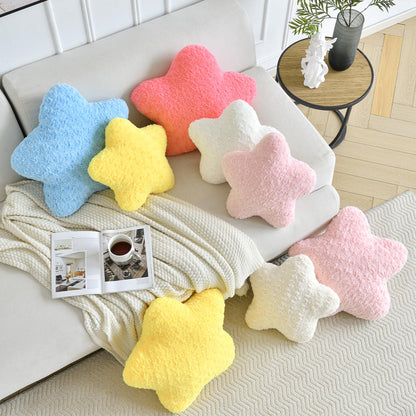 ZCNYCLAM Star Pillow, 14.9" Star Shaped Plush Pillow for Couch Bed Sofa, Cute Decorative Throw Pillows with Soft Faux Fur Room Decor for Bedroom Living Room (White)