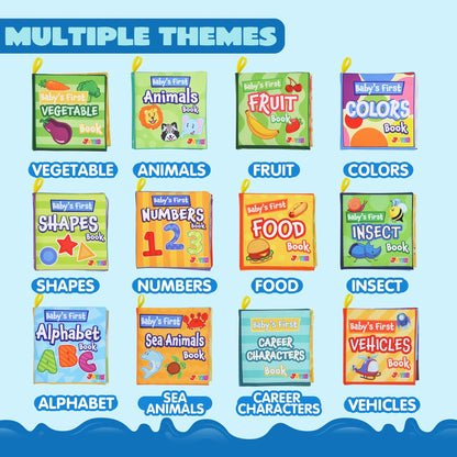 JOYIN 12 Pcs Bath Books, Nontoxic Fabric Soft Crinkly Cloth Books, Waterproof, Bathtub Pool and Early Education First Toys for Infant Newborn Baby Toddlers Kids Birthday Easter Gifts