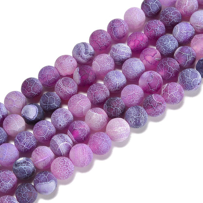 jodaying 10mm Froasted Purple Agate Round Natural Gematone Loose Beads for Jewelry Making DIY 1 Strand 15"