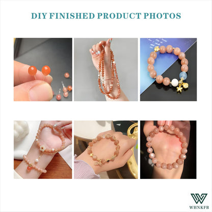 WHNKFB 10mm 50PCS Natural Peach Moonstone Round Beads, Smooth Polished Loose Gemstone Beads for Jewelry Making Craft - 4mm 6mm 8mm 10mm Options with Free Elastic Cord