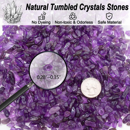 EZEELAI 0.88 Lb Amethyst Crushed Stones Crystal Quartz Chips, Natural Tumbled Stones Irregular Shaped Gravels Pebbles Healing Stones for Vases Filler, Aquarium Gravel Rocks, Succulent Plants Decor