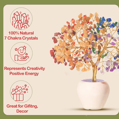 YATSKIA 7 Chakra Tree of Life Crystal for Positive Energy - Home Office Decor, Housewarming and Birthday Gifts for Women, Spiritual Healing Stones