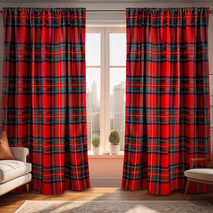 Fanfanwin Buffalo Plaid Curtains Buffalo Plaid Curtain Farmhouse Xmas Window Drapes for Living Room Bathroom Home Decoration