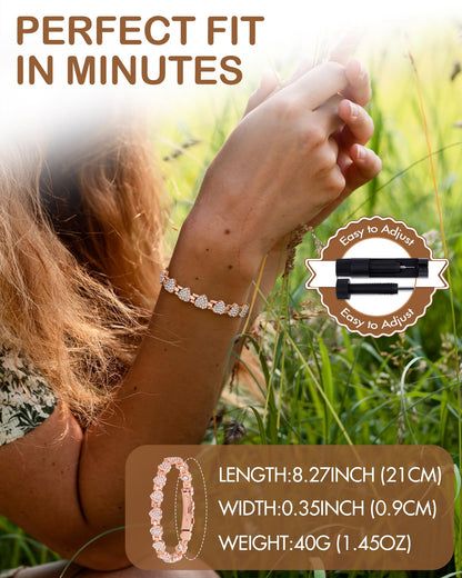 Feraco Copper Bracelets for Women, Ultra Strength Magnetic Bracelet with 3800 Gauss Neodymium Magnets & Dazzling Cubic Zirconia, Pure Copper Jewelry Gift, Heart Shape (Rose Gold)