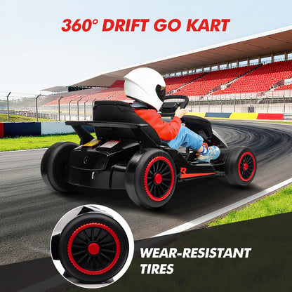 Electric Drift Go Kart for Kids, 200W Dual Motor & 7AH Battery, 8.1MPH Max Speed, 2 Seater Ride on Car with Dual Motor, 360° Drift & Speed Adjust, Kids Electric Vehicle 4 Wheeler, White