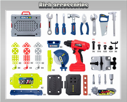 Kids Tool Kit，Kids Tool Bench STEM Engineering Playbench，32-inch Folding Workbench Set with 35+ Accessories, Electric Drill Toy & Tool Storage, Creative Construction Playset for Boys Girls Ages 3-5