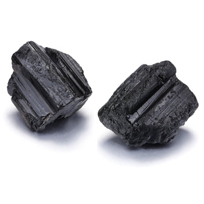 Jovivi 2pcs Raw Black Tourmaline Crystals,Large 1.6-2.2" Healing Crystals Natural Rough Stones Crystal for Tumbling, Cabbing, Home Decoration, Polishing, Wicca & Reiki