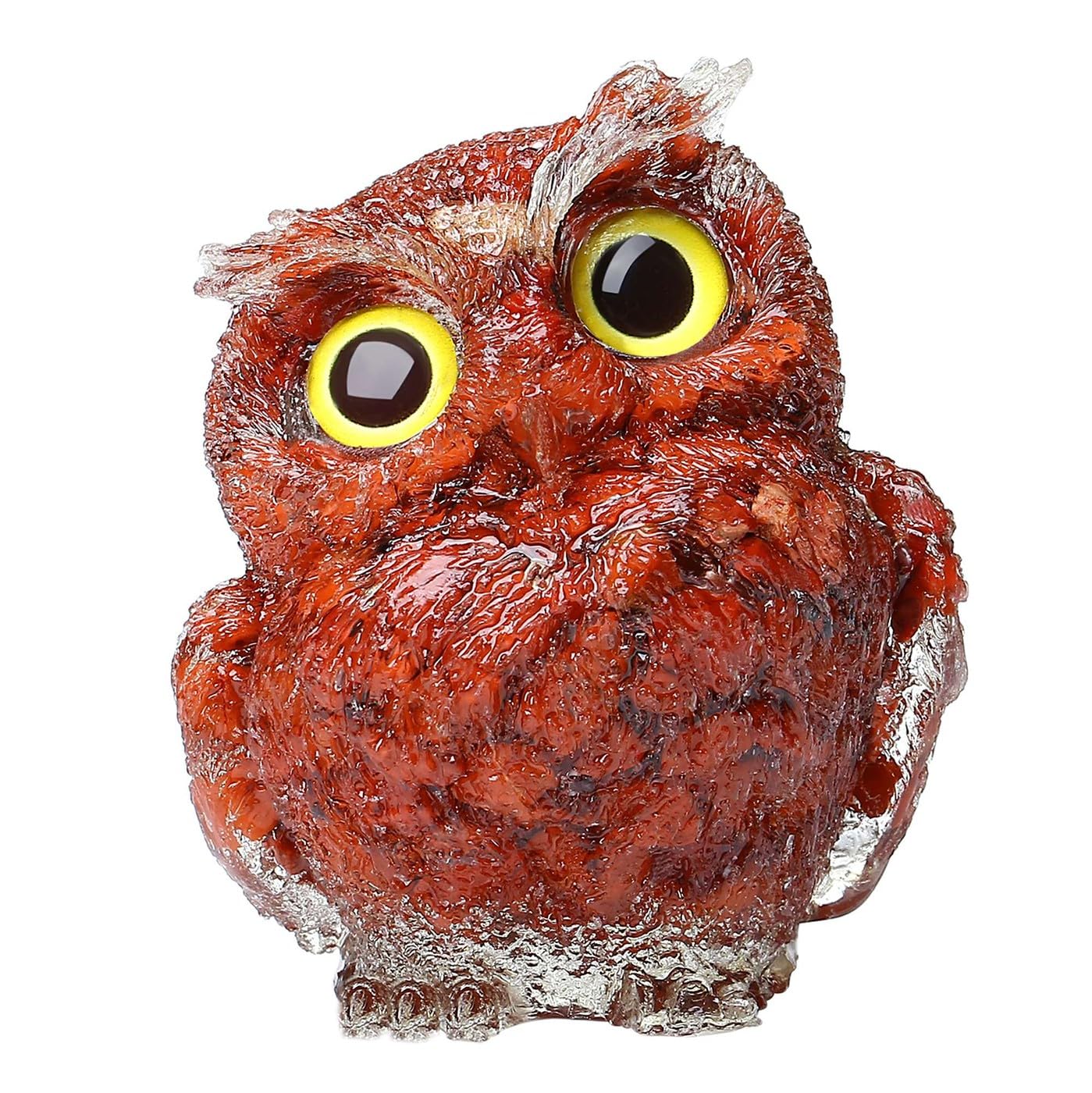 LAIDANLA Red Jasper 2.4" Owl Statue Natural Healing Crystal Cute Owl Animal Red Figurine Pocket Sculpture Reiki Spiritual Energy Gemstone Home Office Room Desk Decor Gifts for Women Men