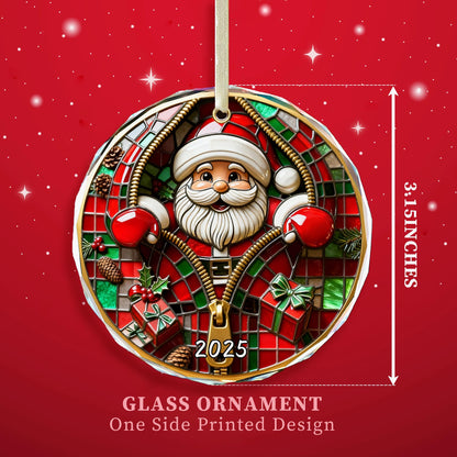 Christmas Tree Fun Santa Claus Decorations, Christmas Ornaments 2025，Painted Glass Style, Unique for Adults