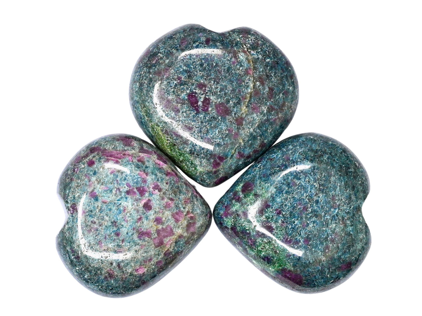 Amazing Gemstone Ruby Kyanite Crystal Heart Palm Stone - Pocket Massage Worry Stone for Natural Body Chakra Balancing, Reiki Healing and Crystal Grid