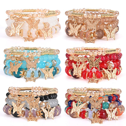 Bohemian Bracelet Sets for Women - 6 Sets Stackable Stretch Bracelets Multi-color Boho Jewelry for Women Hippie Bracelets Dainty Jewelry (Mixed color bracelet sets)