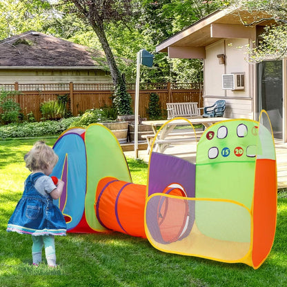 Alvantor® Kids Tent Play Tents & Tunnel 3-in-1 Pop Up Tent with Tunnel Toddler Ball Pit Indoor/Outdoor Tents Fun Toss It Game Zone Playhouse for Children (Include 4 Balls)