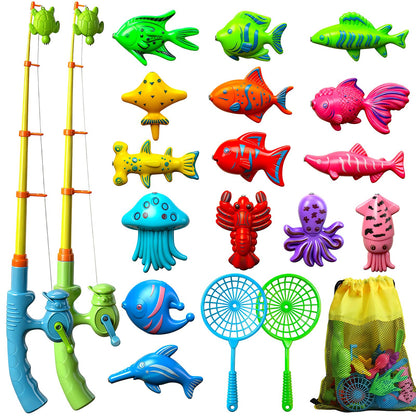 TOY Life 2-Player Magnetic Fishing Game for Kids 3-5 - Toddler Fishing Pole Set with Fish Toys - Bath & Pool Toys - Water Table Accessories - Educational Fishing Toy Rod for Boys Girls