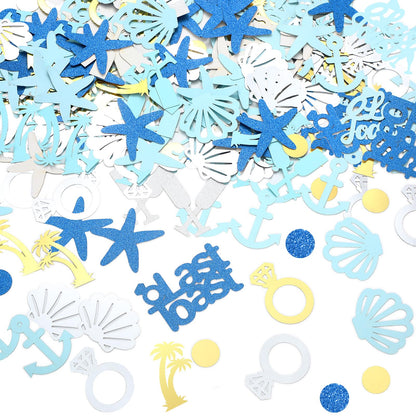 Weekgrat 200 Pcs Last Toast on the Coast Confetti Bachelorette Party Decorations Glitter Wine Cup Rings Seashells Starfish Table Confetti for Bridal Shower Wedding Engagement Party Decor